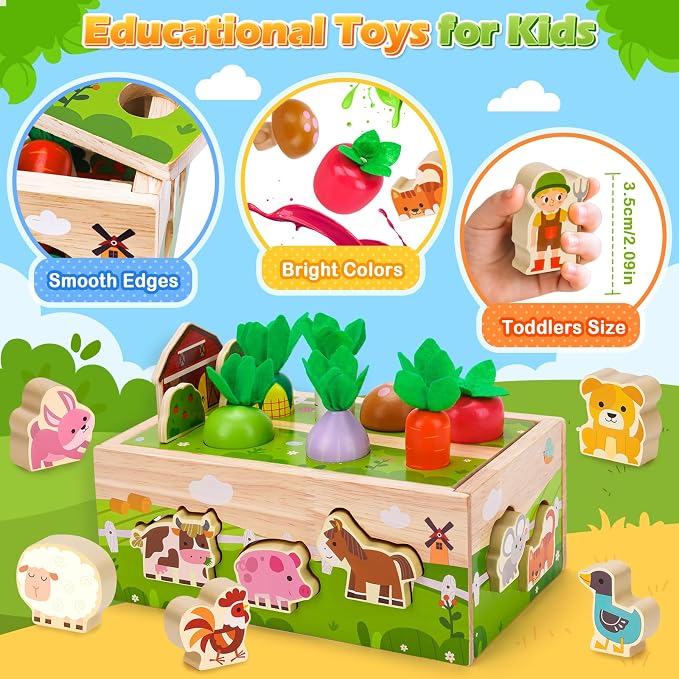 1 Year Old Girl Gifts, Montessori Wooden Toy for Toddlers 1-3, Baby Toys | 1st First Birthday Gifts, Educational Learning Toy for One Year Old Fine Motor Skills, Shape Sorting Sensory Toy for 12-18 M