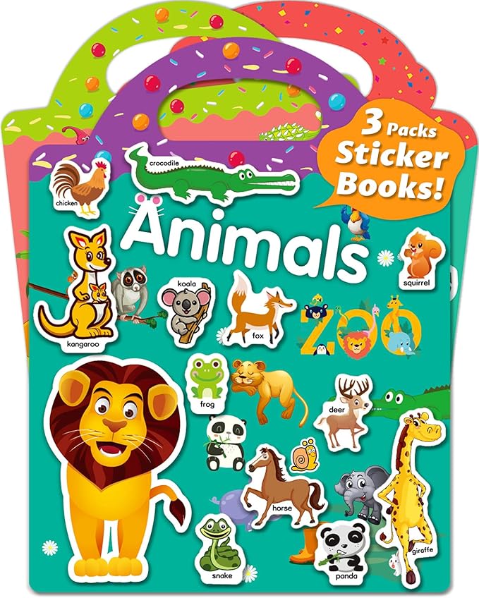 Walenced Reusable Sticker Book for Toddlers, Stickers for Kids, Toddler Toy | Toddler Craft Activities, Toddler Travel Toys, Boy Girl Birthday Gifts, Airplane Travel & Road Trip Essentials Kids