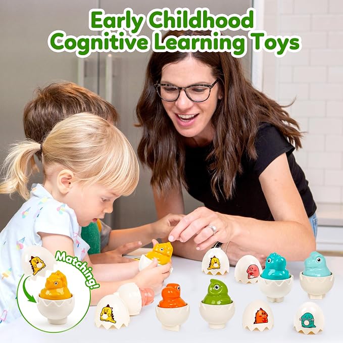 Dinosaur Toys,Egg Toy for Toddlers 1-3,Montessori Sensory Early Educational Learning Shape Matching & Sorting Games Fine Motor Toys Christmas Stocking Stuffers Gifts for Boys Girls