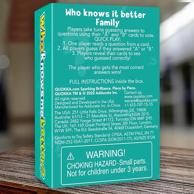 Card Games for Kids 8-12 - Board Family Games for Kids and Adults | Games for Kids 6-8 for Family Game Night - Activities for Travel, Car, Road Trip - Who Knows Me Better 500+ Questions Ages 5+