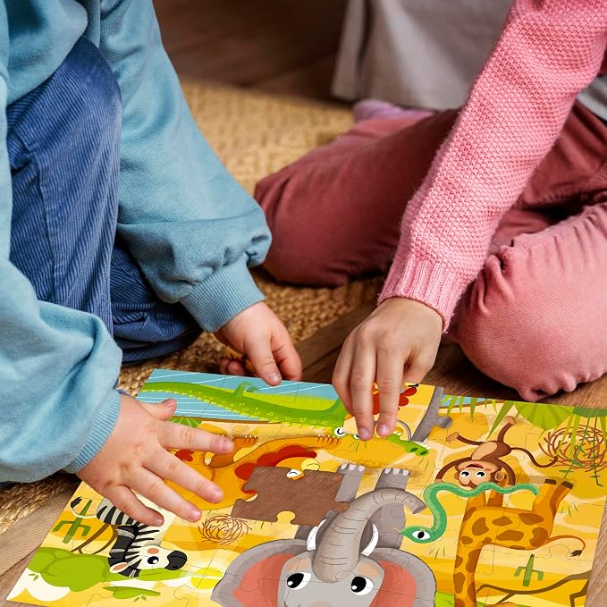 QUOKKA Puzzles for Kids Ages 3-5 - 30 Pieces Puzzles for Toddlers 2-4 - Africa Animals Learning Jigsaw Puzzles for Kids 4-6 Years Old - Educational Toys for Boy and Girl