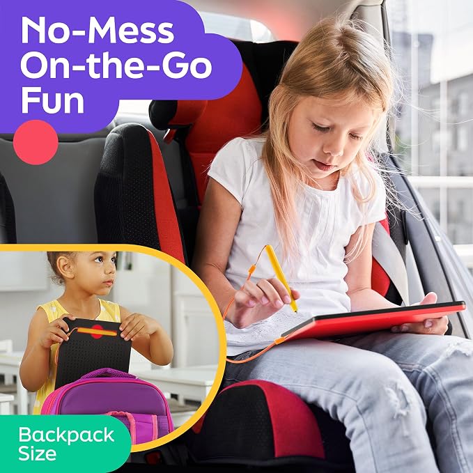Magnetic Drawing Board for Kids & Toddlers, Airplane & Car Ride Activities | Magnetic Tablet Toy with Beads & Stylus Pen, Travel Toys for Toddlers, Road Trip & Flight Activity, Gift for Boys & Girls