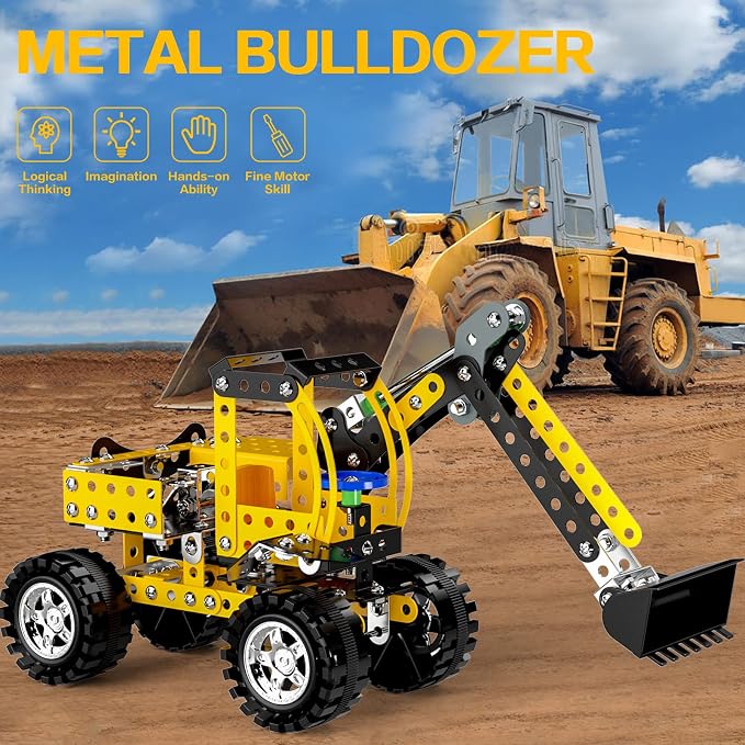 Lucky Doug Stem Building Projects Toys for Kids Boys 8 9 10 11 12 Year Old, Metal Building Construction Model kit, Building Blocks DIY Toy