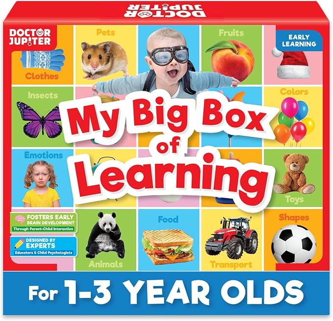 Doctor Jupiter My Big Box of Learning for Kids Ages 1-3 Year Old | Set of Board Books and Fun Activities, Birthday Gift Ideas for Boys & Girls 1,2,3, Year Olds, Toddler Educational Activities