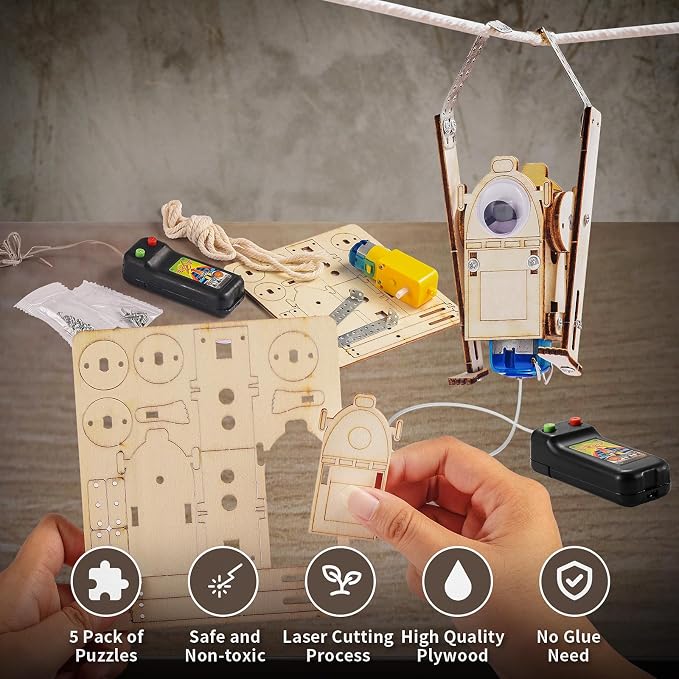 5-in-1 STEM Kit for Kids Ages 6-8 8-10, Wood Robot Building Science Kits | Art Crafts for Boys STEM Building Toys 8-12, Robotics 3D Wooden Puzzles Models, 8 9 10 11 12 Year Old Girls Birthday Gifts