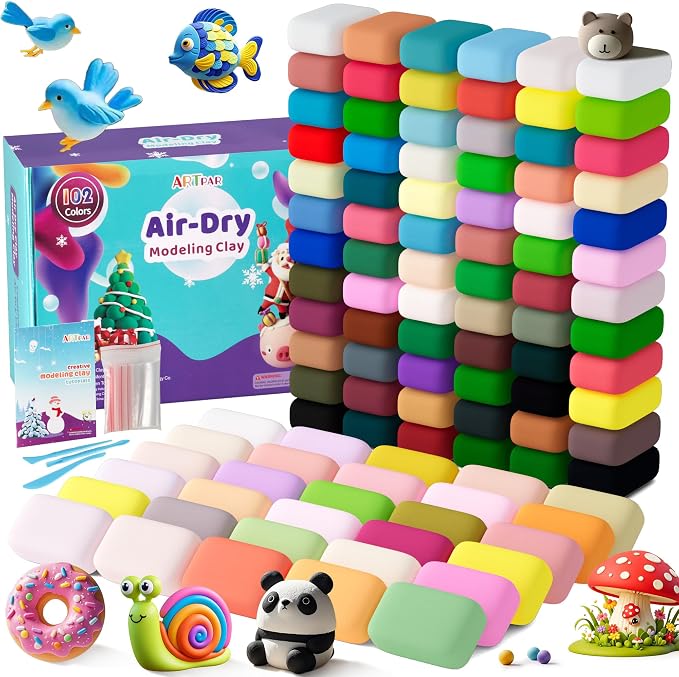 ARTPAR Air Dry Clay 102 Colors,Modeling Magic Clay for Kids Bulk Craft Kit | DIY Art and Crafts Molding Clay Sculpting Set,Soft & Non-Sticky,Classroom Activities,Creative Gifts for Boys & Girls Age 3-12