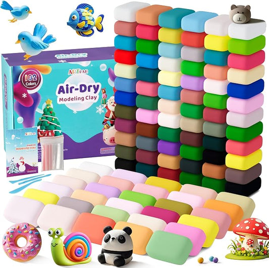 ARTPAR Air Dry Clay 102 Colors,Modeling Magic Clay for Kids Bulk Craft Kit | DIY Art and Crafts Molding Clay Sculpting Set,Soft & Non-Sticky,Classroom Activities,Creative Gifts for Boys & Girls Age 3-12