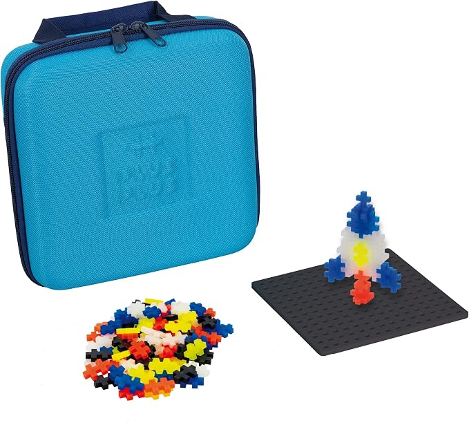 PLUS PLUS Travel Case, 100 Piece Glow Mix - Mini Waffle Blocks for Kids | Stem Toys, Airplane Travel Essentials for Kids, Classroom Must Haves, Gifts for Boys & Girls, Sensory Bin Filler