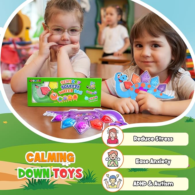 3Pcs Dinosaur Color Sorting Sensory Toys for Kids with Autism Toddler Toys for Airplane Travel Road Trip Montessori Toys Fine Motor Skills B Easter Basket Stuffers Gifts for Kids Boys Girls