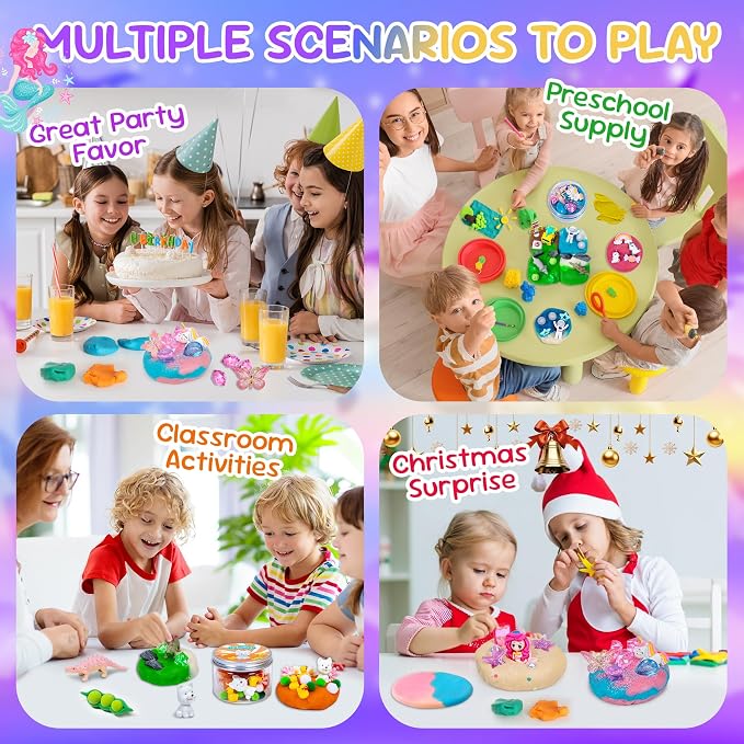 8-Pack Sensory Play Dough Jars, Reusable Play Kit for Kids, Non-Toxic | Preshcool Educational Creative Playdough,Back to School, Birthday Valentines,Party Favors,Goodie Bags,Boy Girl Home Classroom