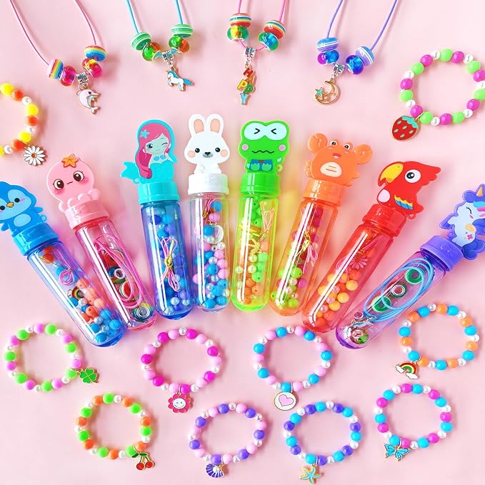 24 Pack Kids Bracelet Necklace Making Kit for Ages 4-8 | Individual Wrapped, Friendship Bracelet, Girls Party Favors, Goodie Bag Stuffers, Kids Art Craft Activities