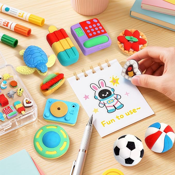 URSKYTOUS 121Pcs Animal Erasers Desk Pets for Kids Animal Pencil Erasers Bulk Puzzle Eraser Toys Gifts for Classroom Prizes,Game Reward,Treasure Box,Easter Egg Fillers,Goodie Bag Stuffer,Party Favors