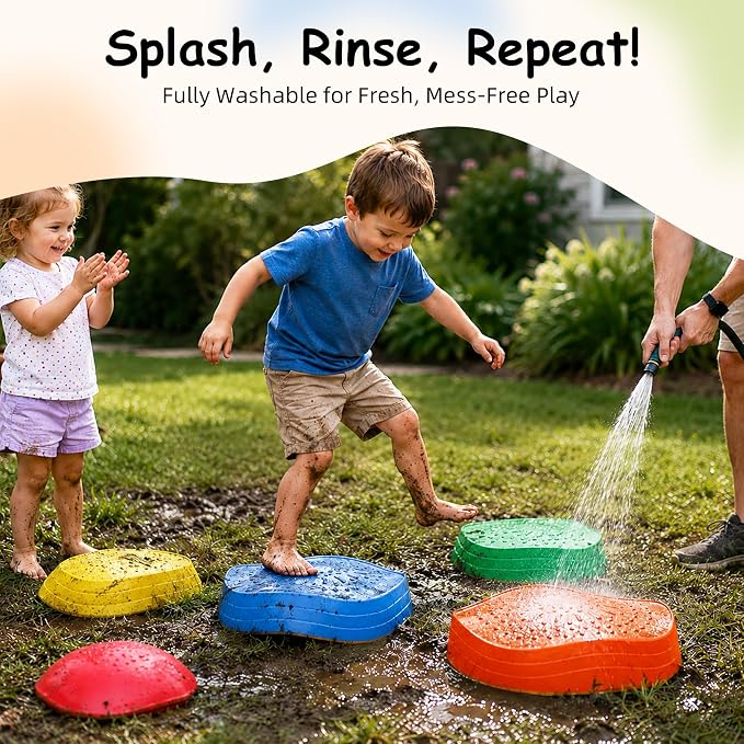 Balance stepping stones for kids, non-slip toddlers sensory toys outdoor or indoor play, promoting motor skills and confidence, Obstacle Course Coordination Toys for children age 3 4 5 6 7+