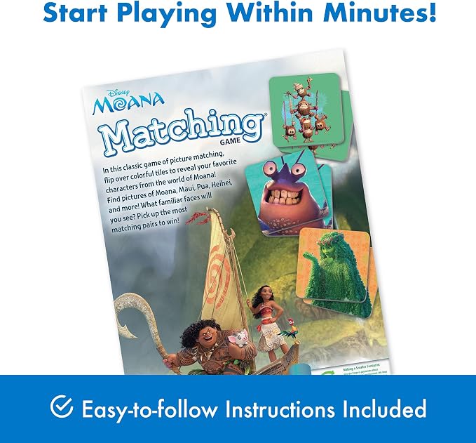 Wonder Forge Disney Moana Matching Game - Fun and Educational Memory Game for Boys and Girls Ages 3-5 - Featuring Moana and Maui - Toddler Learning Activity
