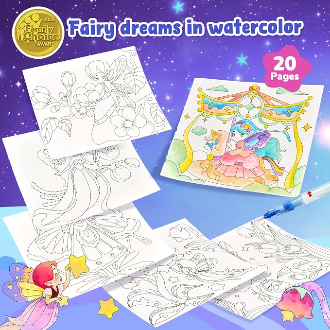 JoyCat Paint with Water Coloring Books for Toddlers (Elf Friends) | Watercolor Painting Set for Kids Ages 3-5 & 4-8, Arts & Crafts Drawing Activity Travel Toy, Birthday Gifts for Boys & Girls