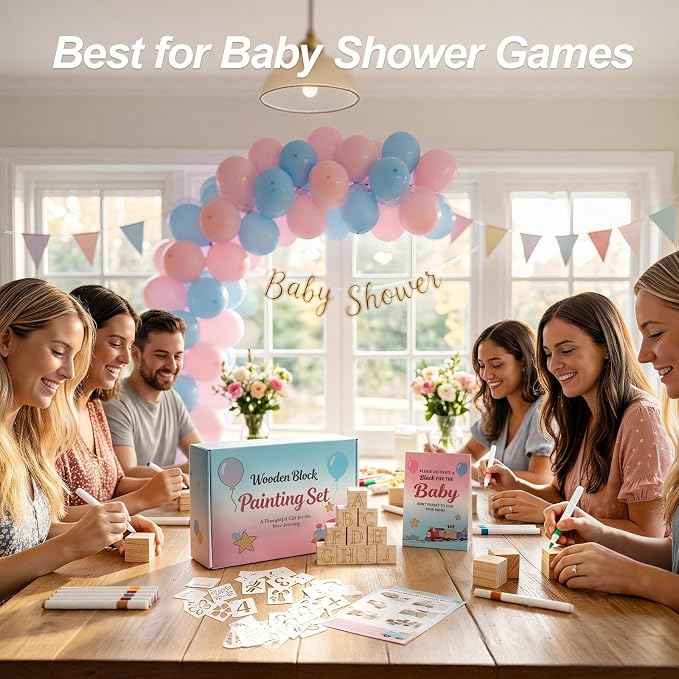 117Pcs Baby Blocks for Baby Shower, Gender Reveal & 1st Birthday | Fun Party Activity for Signatures & Doodles | Creates Personalized Nursery Decor | Ideal Keepsake for Parents & Growing Baby