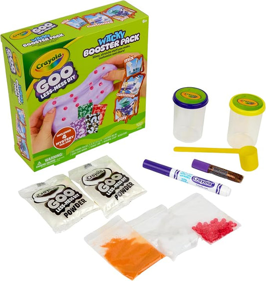 Crayola Mystery Goo Making Kit, Slimy DIY Craft for Kids, Sensory Fidget Putty, Less Mess Activity, Includes Mix Pouches & Mix Ins, Gift for Kids, 6+