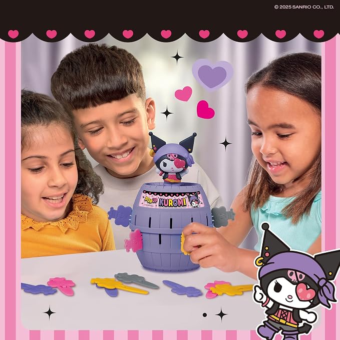 TOMY Pop Up Kuromi Game - Fast-Paced Surprise Action Game with Pop-Up Figure – Officially Licensed Kuromi from Sanrio - 2–4 Players - Ages 4+