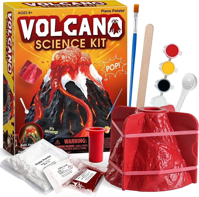 Volcano Science Kit, Kids Erupting STEM Experiment Set | Make a volcano erupt! Science experiment kit with non-toxic materials. Fun STEM project for kids, great educational gift.