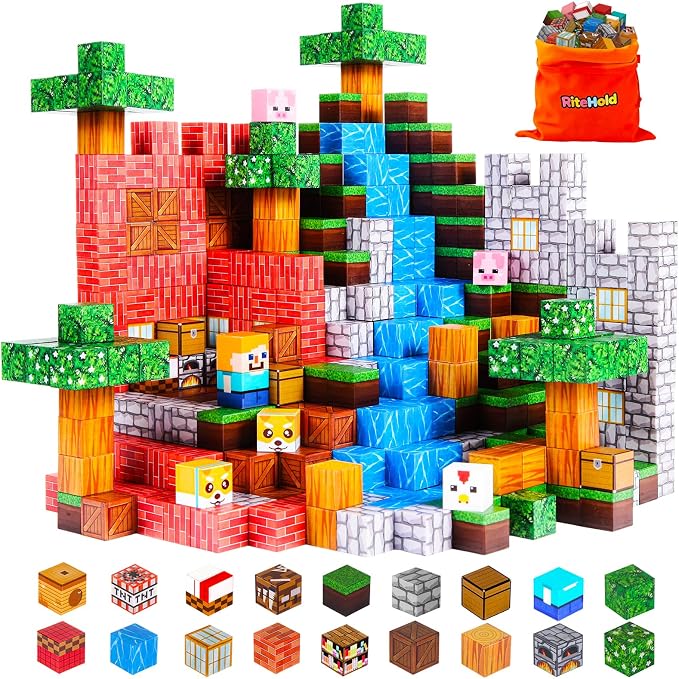 Magnetic Blocks for Kids Ages 3-8, 100PCS STEM Magnetic Building Cubes, Montessori Construction Toys for Boys Girls, Creative Educational Building Set, Birthday