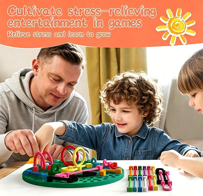 2PCS Sensory Activity Board, Silicone Fidget Toys for Calming and Stress | Autism Quiet for Adults, Toddler Sensory Toys for ADHD, Road Trip Essentials for Kids, Portable Travel Bag & 24 Strings