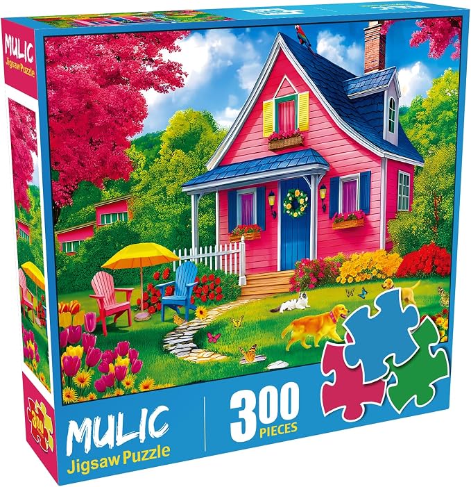 300 Piece Puzzles for Adults Kids - Jigsaw Puzzle - The Pink Courtyard House