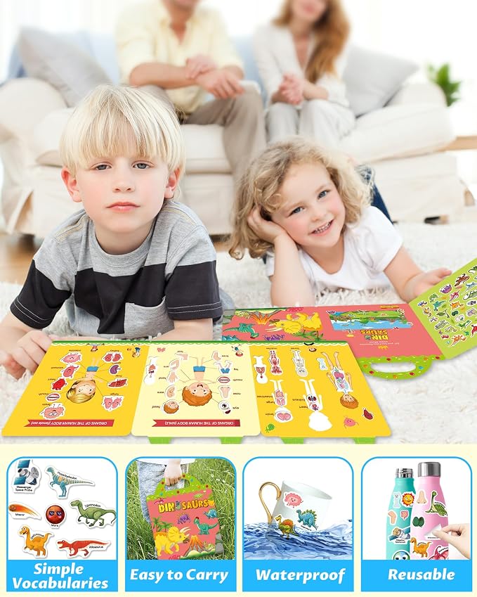 Walenced Reusable Sticker Book for Toddlers, Stickers for Kids, Toddler Toy | Toddler Craft Activities, Toddler Travel Toys, Boy Girl Birthday Gifts, Airplane Travel & Road Trip Essentials Kids