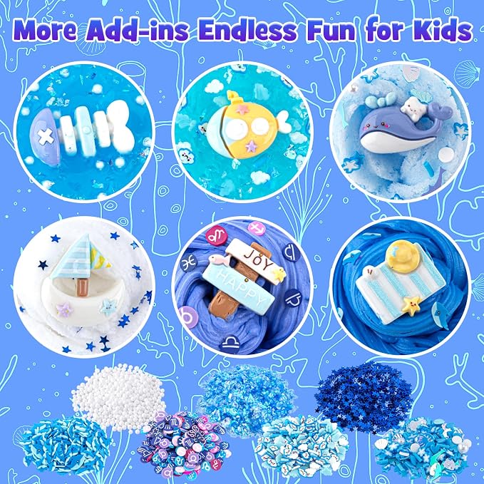6-Pack Blue Slime Kit for Kids, Butter Cloud Squishy Birthday Gift Set | Party favor, goodie bag stuffer, Easter basket filler and sensory slime toy for boys and girls ages 4-10