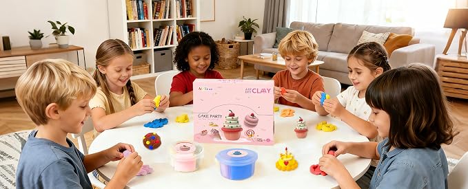 ARTPAR Air Dry Clay Kit,12 Desserts Modeling Magic Clay for Kids Craft Kit | Ultra-Light & Soft, Safe and Non-Sticky | Cute DIY Art & Crafts Fun Kitchen Toys, Home Party Favors Gifts for Boys & Girls