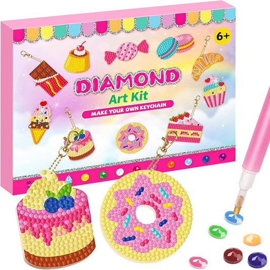Labeol Arts and Crafts for Kids - Creat Your Own GEM Keychains-5D Diamond Painting by Numbers GEM Kits for Kids Girls Toddler Age 6-7 6-8 10-12