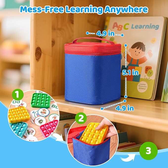 JoyCat Alphabet Bingo Game, 6 Silicone Boards & 26 Cards, Ages 3-5 | Reusable silicone boards suit preschool small groups, classroom centers, homeschool and travel play.