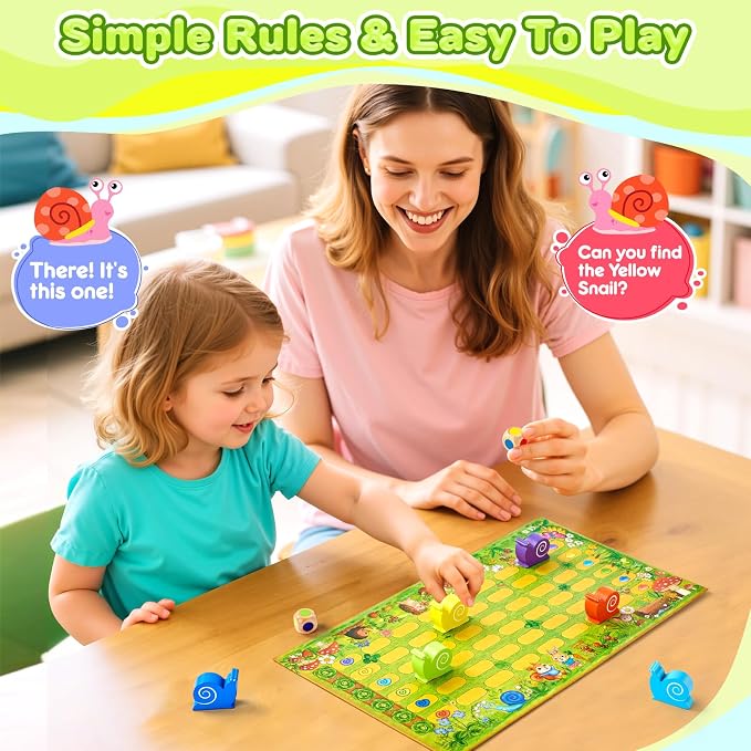 Snail's Pace Race Game, Classic Board Game for 2-6 Players, Ages 3-6 | Family Game, Montessori Toys for 3 4 5 6 Year Olds, Fine Motor Skills Toy, Gifts for Boys & Girls Ages 3+
