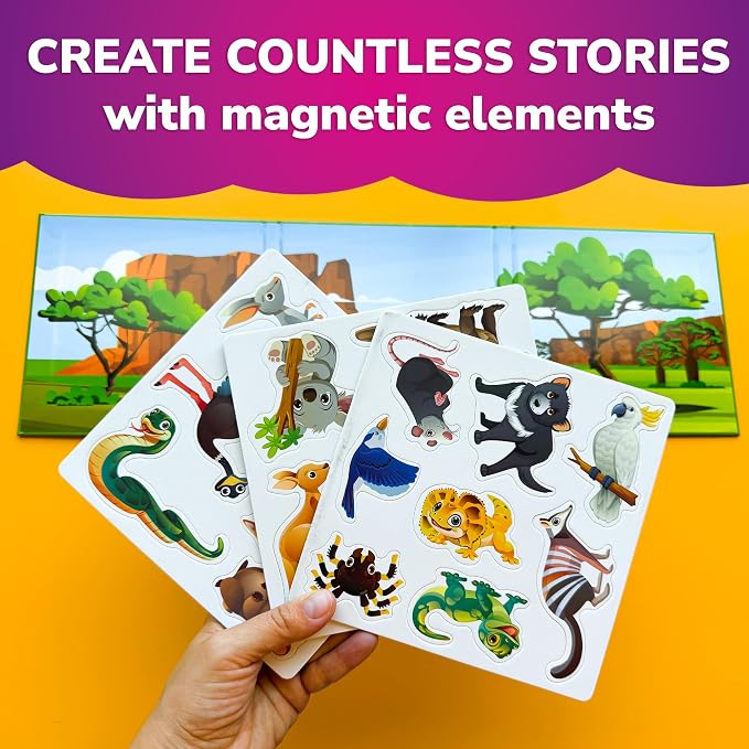 Travel Magnetic Puzzles for Toddlers 1-3 - 20+Pcs Toddler Puzzles Ages 2-4 | Australia Magnet Puzzles with Extra-Long Play Book - Strong Magnets for Car Activities - Travel Toys for Kids Ages 3-5