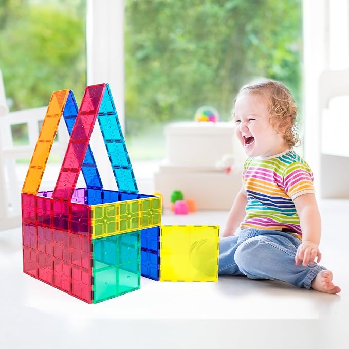 PicassoTiles 12 Piece Magnetic Tile Base Plate Set, Jumbo Stabilizer Boards | Large format design, no assembly needed, STEM building toy for ages 3+, one-piece foundation, toddler friendly