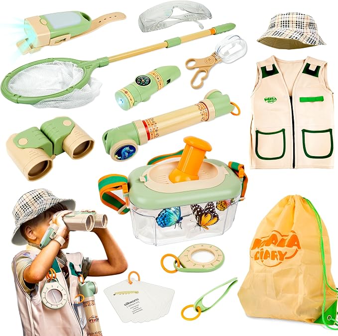 27 Pcs Bug Catching Kit, Kids Nature Explorer Set with Outdoor Tools | 27-Piece Explorer Kit, Insect Catching Tools, Magnifying Glass, Bug Viewer, Outdoor Adventure, Nature Science Kit, Kids 3+