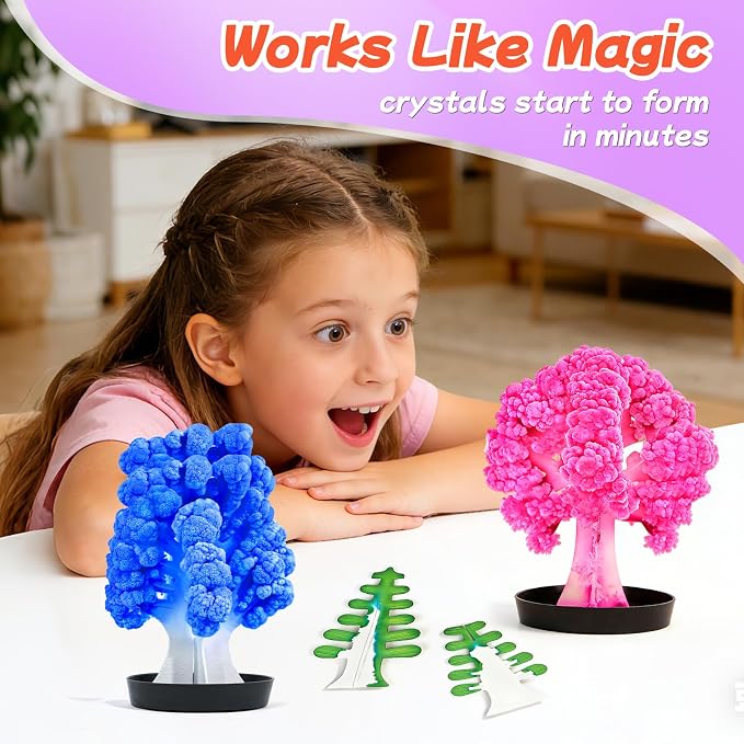 24 Pcs Growing Crystal Trees Bulk with Cards for Kids STEM Science Experiment Kit Party Favors Classroom Prizes Goodie Bags Stuffers Gifts Exchange for Boys and Girls