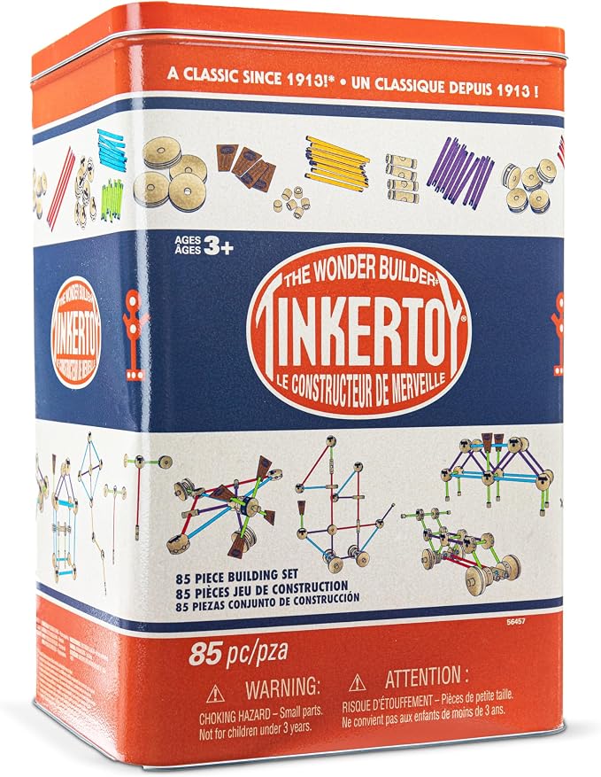 Tinkertoy - Retro Building Set Tin - 85 Pieces