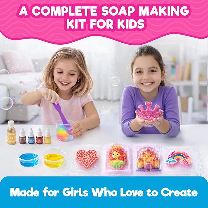 Doctor Jupiter Princess Glitter Soap Making Kit for Kids Ages 6+ | Princess Toys, Birthday Gift Ideas for Girls 6,7,8,9,10 Year Olds, Science Kits for Kids Ages 5-7-8-12, STEM Toys, DIY Craft
