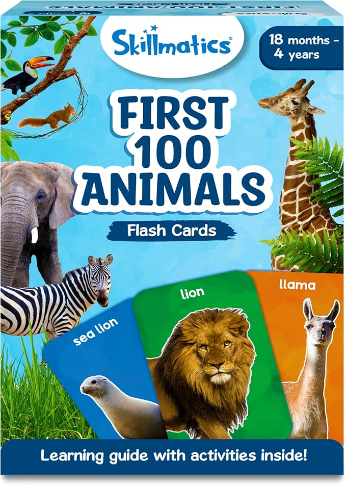 Skillmatics First 100 Animals – Flash Cards for Toddlers, Montessori Game | Thick Flashcards, Preschool Activity, Educational Toys, Learning Aids, Gifts for Kids Ages 1, 2, 3, 4 Years