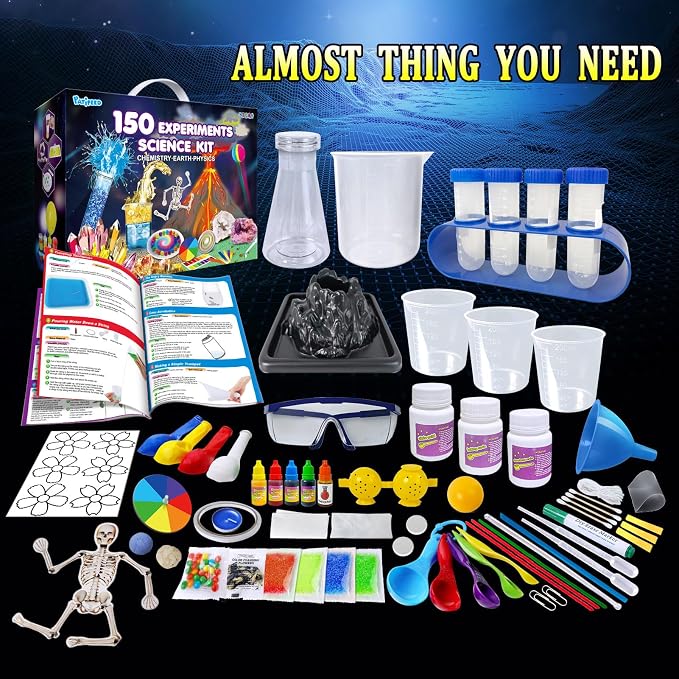PATIFEED 150 Experiments Science Kit for Kids Chemistry Set | S.T.E.M Toys, Break Your Own Geodes, Volcano Eruption, Crystal Growing, Gift Ideas for Boys Girls