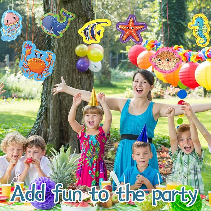 Ocean Animal Lacing Card Set for Kids, 12 Colorful Lacing Cards and Laces, Fun DIY Craft Project for Toddlers, Preschoolers, Perfect for Home and Classroom Activities, Ocean-Themed Design