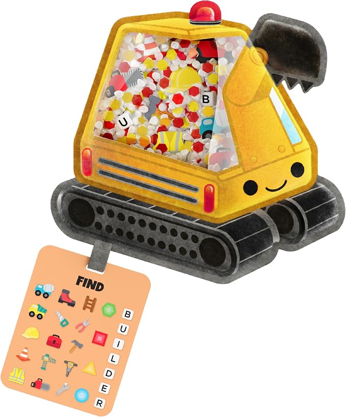 Vango BIZYBOO Scoops - Seek & Find Plush Travel Toy for Kids Ages 2+ | 25+ hidden objects to search, matching picture & word card, handheld sensory play, fine motor skills, quiet car & plane rides