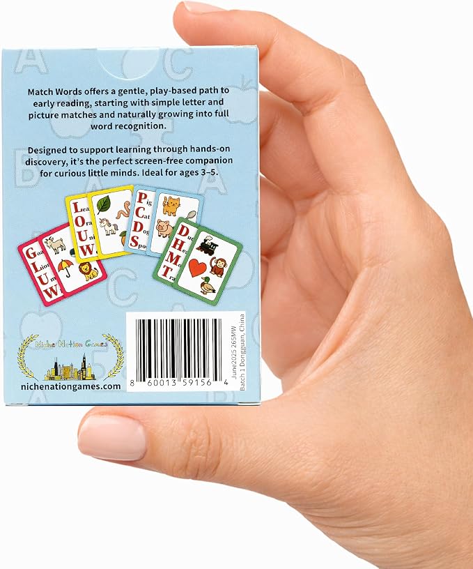 Montessori-Inspired Reading Matching Game for Ages 4-6 | Match Words Preschool & Kindergarten Early Reading Games | Letter & Word Recognition | Picture & Word Matching 1-4 Players