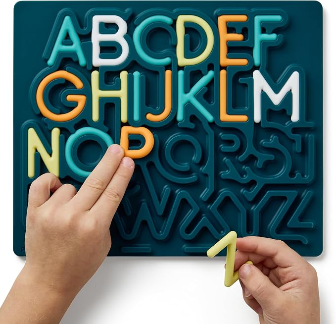 Pushpeel Advanced ABC Tracing Puzzle Board (Best for Ages 4+) – Silicone Learning Toy for Pre-Writing & Fine Motor Skills – Quiet Sensory Travel Activity Toy for Kids – Uppercase Alphabet, Spruce