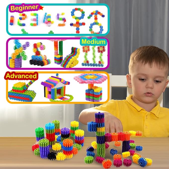 STEM Building Blocks Toys for Kids – Educational and Safe Gear Interlocking Construction Playset – Develop Creativity Preschool Brain Teaser Toys Gift for 3 4 5 Years Old Kids Boys Girls