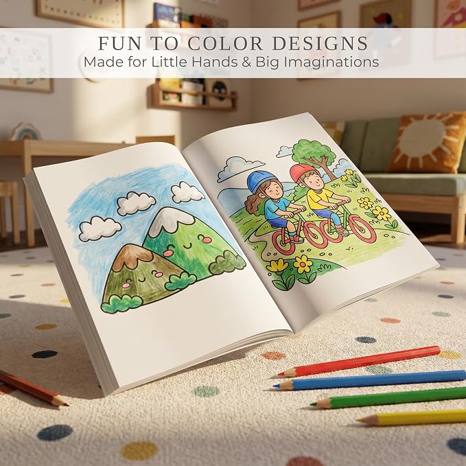 ZICOTO Fun Coloring Book for Kids - Set of 3 Cute Toddler Coloring Books | Educational Activity Water Color Pages with Simple Designs for Boys and Girls - Covers Alphabet, Numbers, Colors & Shapes