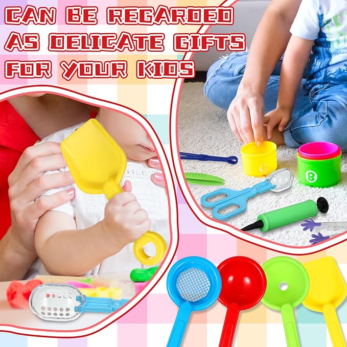 Wettarn 9 Pcs Sensory Bin Filler, Sensory Bin Tools, Fine Motor Skills Handy Scooper Set with 4 Scoops, 2 Tweezers, Scissors Clips, Plastic Forceps and Air Pump for Sorting Counting