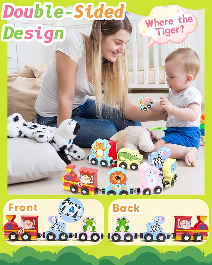11 Pcs Magnetic Train Set Montessori Toy for Toddler, Animal Birthday Gifts | Montessori Toy, Toddler Toy 2-3, Boys Girls Birthday Gifts, Preschool Learning Toy, Wooden Sensory Toys, Toddler Activities