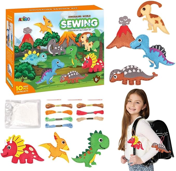 Kids Sewing Kit - Felt Craft Lacing Set, DIY Fine Motor Skill Activity Toy | Children Sewing Craft for Learning Fun | Felt Material Lacing Kit with DIY Projects for Creativity Practice at Home