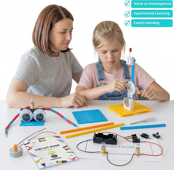 STEM Electric Circuit Kits - 8 Experiments in 7 Sets Science Circuit Kit Electricity for Students, Circuits Engineering Projects All in Electrical Educational Science Projects for Beginners